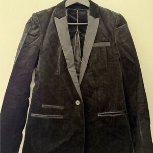 Massimo Dutti Black Velvet Blazer